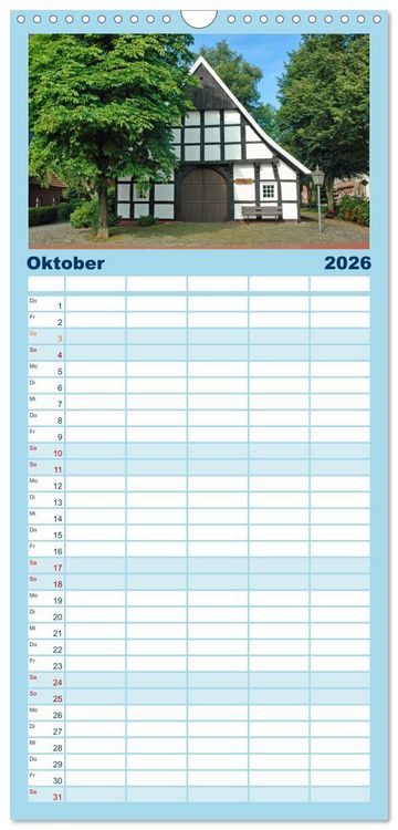 Produktbild: Familienplaner 2026 - Baukunst Fachwerk mit 5 Spalten (Wandkalender, 21 x 45 cm) CALVENDO