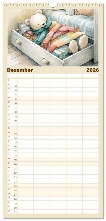 Produktbild: Familienplaner 2026 - Das geheime Leben flauschiger Freunde mit 5 Spalten (Wandkalender, 21 x 45 cm) CALVENDO