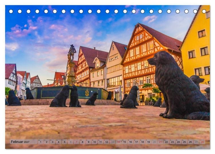 Produktbild: Leonberg - Altstadt in Abendstimmung (Tischkalender 2027 DIN A5 quer), CALVENDO Monatskalender