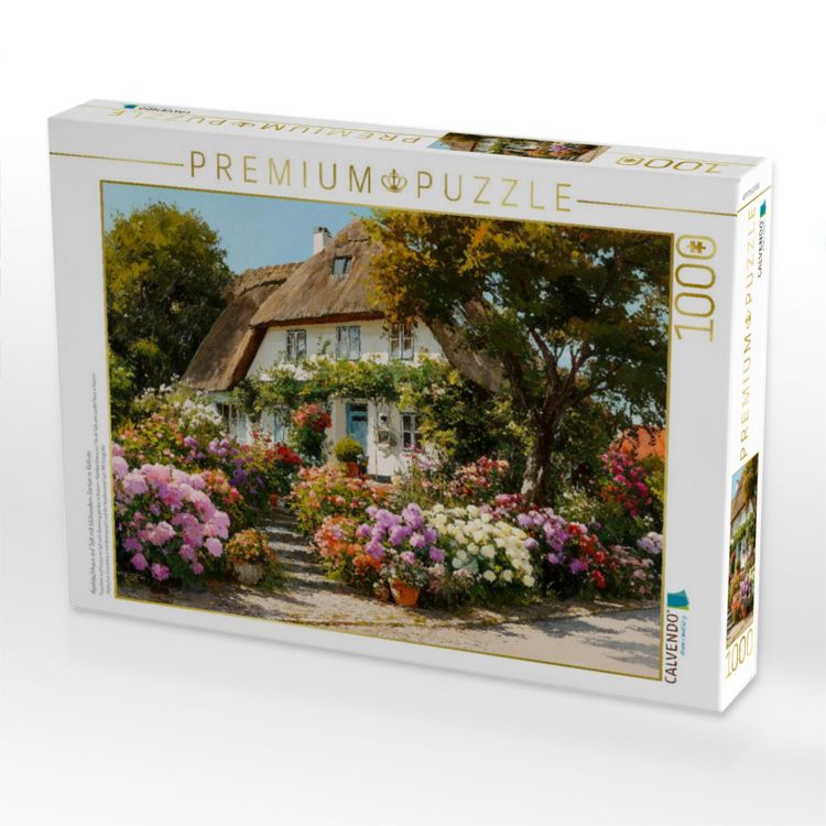 Produktbild: CALVENDO Puzzle Reetdachhaus auf Sylt mit bl&uuml;hendem Garten in Keitum | 1000 Teile Lege-Gr&ouml;&szlig;e 64x48cm Foto-Puzzle f&uuml;r gl&uuml;ckliche Stunden