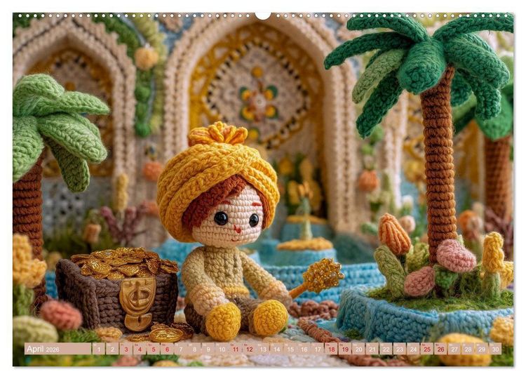 Produktbild: Amigurumi Erz&auml;hlzauber. Fantastische Geschichten als H&auml;kelkunst inszeniert (hochwertiger Premium Wandkalender 2026 DIN A2 quer), Kunstdruck in Hochglanz