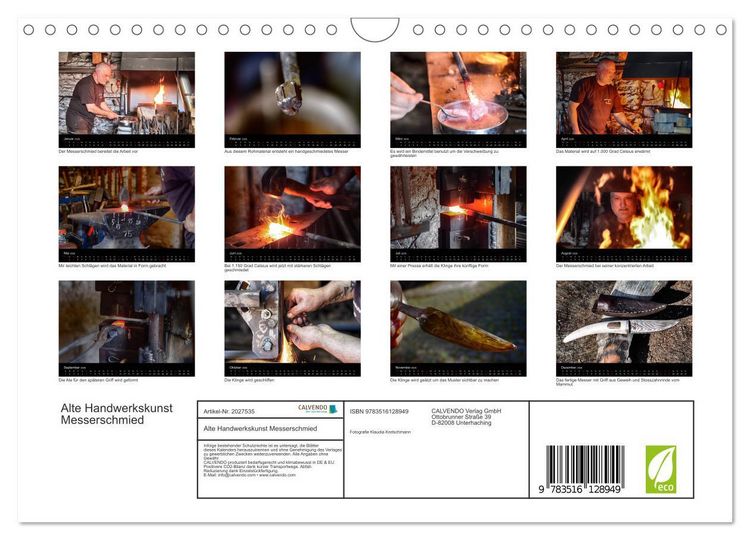 Produktbild: Alte Handwerkskunst Messerschmied (Wandkalender 2026 DIN A4 quer), CALVENDO Monatskalender