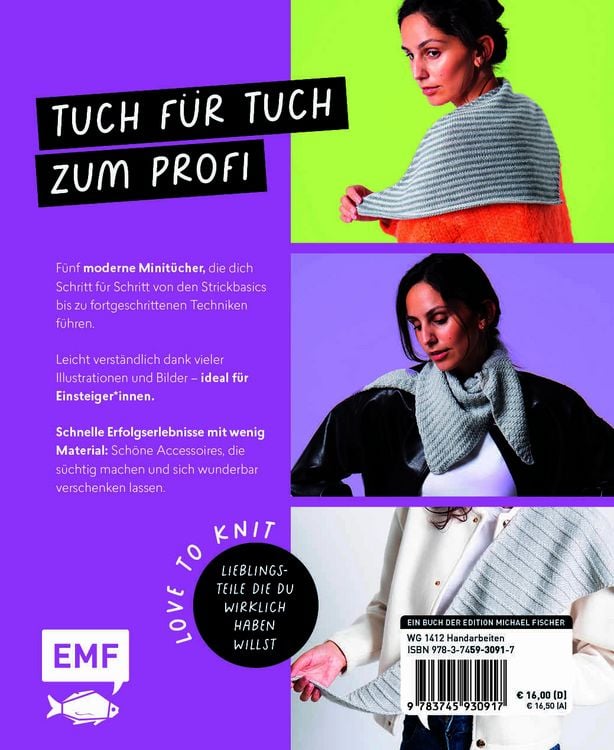 Produktbild: Love to knit: Stricken lernen mit Mini-T&uuml;chern von @maschenfein