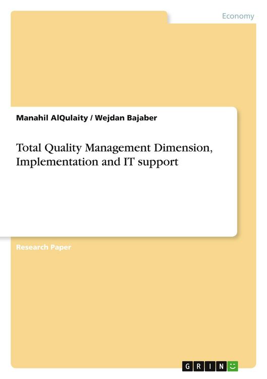 Produktbild: Total Quality Management Dimension, Implementation and IT support