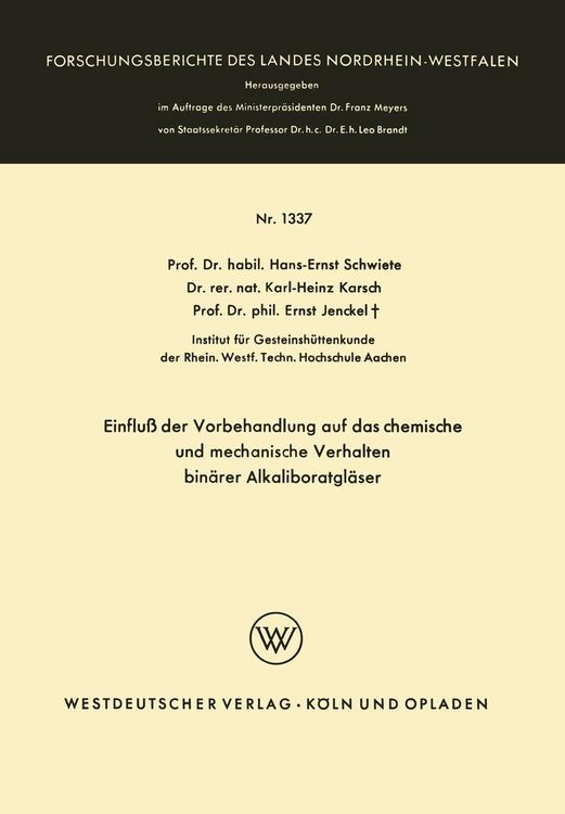 Produktbild: Einflu&szlig; der Vorbehandlung auf das chemische und mechanische Verhalten bin&auml;rer Alkaliboratgl&auml;ser