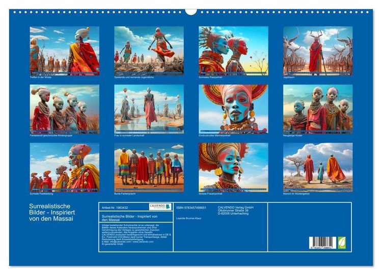 Produktbild: Surrealistische Bilder - Inspiriert von den Massai (Wandkalender 2026 DIN A2 quer), CALVENDO Monatskalender