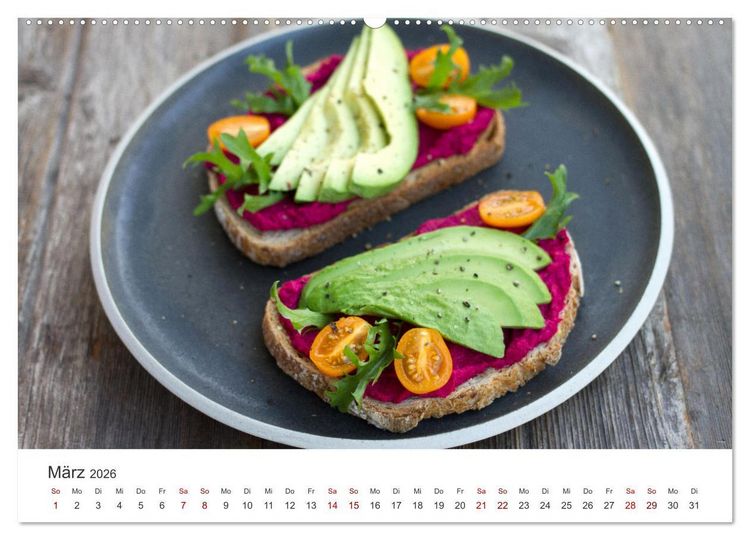 Produktbild: Veganer Essen - Pflanzenbasierte K&ouml;stlichkeiten (Wandkalender 2026 DIN A2 quer), CALVENDO Monatskalender
