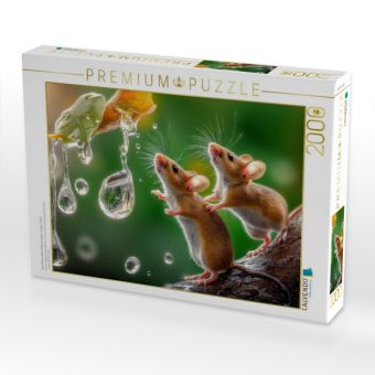Produktbild: CALVENDO Puzzle Zwei M&auml;use beim Regentropfen-Fangen-Spiel | 2000 Teile Lege-Gr&ouml;&szlig;e 90x67cm Foto-Puzzle f&uuml;r gl&uuml;ckliche Stunden