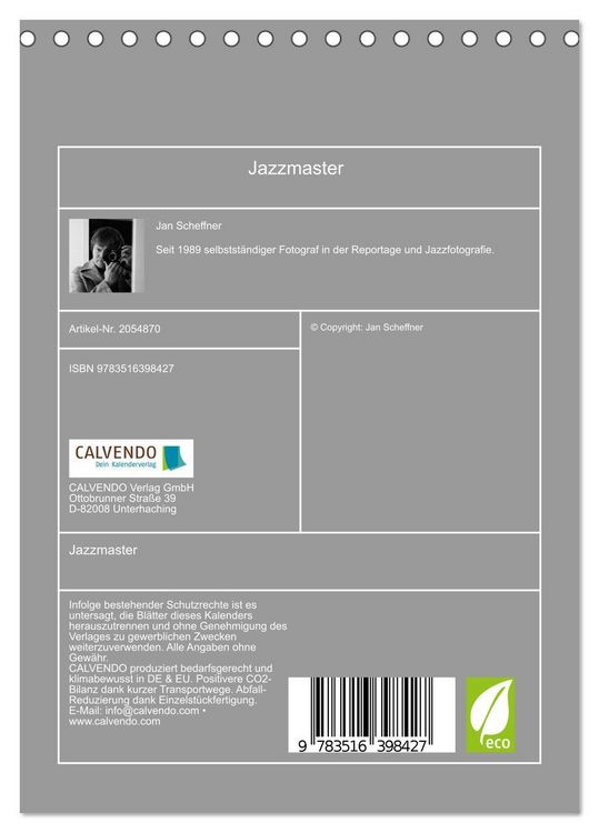 Produktbild: Jazzmaster (Tischkalender 2026 DIN A5 hoch), CALVENDO Monatskalender