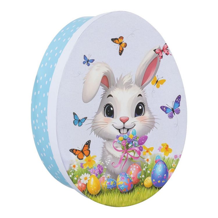 Produktbild: Idena Geschenkbox Ostern oval Hase wei&szlig; 16,5x22x8,5cm