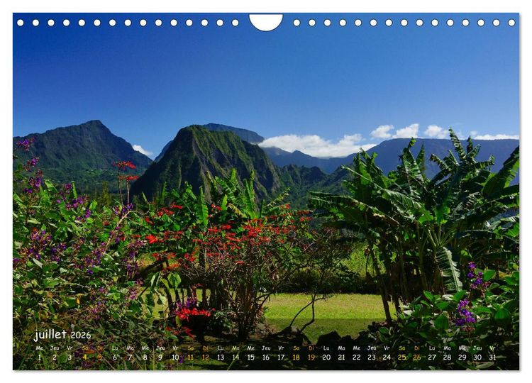 Produktbild: La R&egrave;union - C&ocirc;tes fantastiques et paysage montagneux (Calendrier mural 2026 DIN A4 vertical), CALVENDO calendrier mensuel