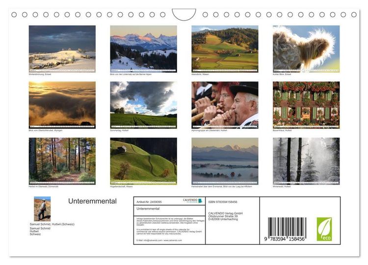 Produktbild: Unteremmental (Wandkalender 2027 DIN A4 quer), CALVENDO Monatskalender