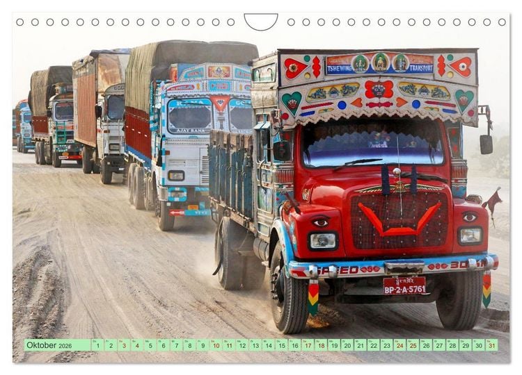 Produktbild: Indien Farbenfrohe LKW (Wandkalender 2026 DIN A4 quer), CALVENDO Monatskalender
