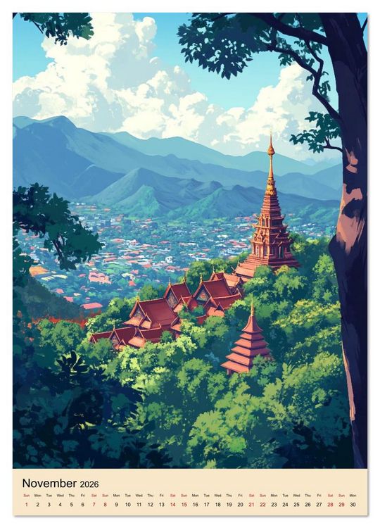 Produktbild: Thailand meets Anime (Wall Calendar 2026 DIN A3 portrait), CALVENDO 12 Month Wall Calendar