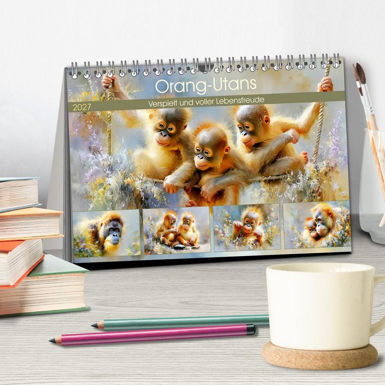 Produktbild: Orang-Utans. Verspielt und voller Lebensfreude (Tischkalender 2027 DIN A5 quer), CALVENDO Monatskalender