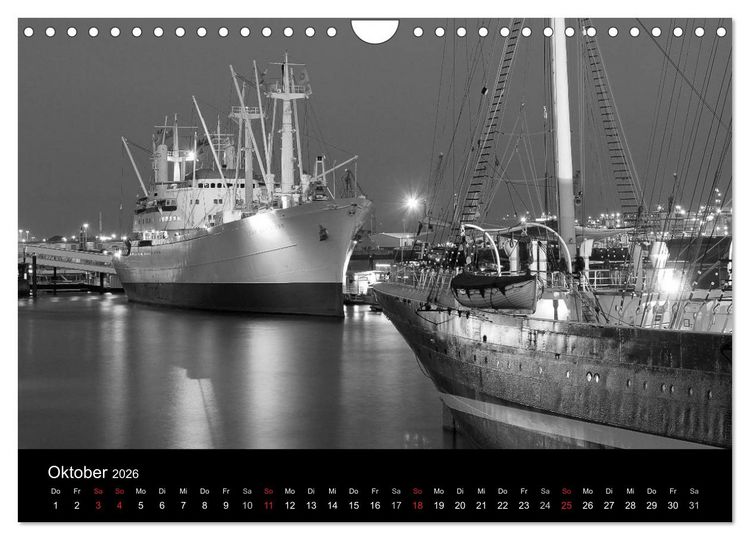 Produktbild: Hamburg monochrome Impressionen (Wandkalender 2026 DIN A4 quer), CALVENDO Monatskalender
