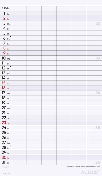 Produktbild: Superplaner XL 2026 6 Spalten - Familien-Timer 26x45 cm - Offset-Papier - mit Ferienterminen - Wand-Planer - Familienkalender - Alpha Edition