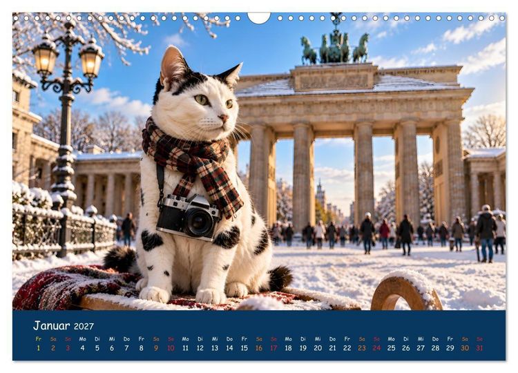 Produktbild: Eine Katze reist um die Welt (Wandkalender 2027 DIN A3 quer), CALVENDO Monatskalender