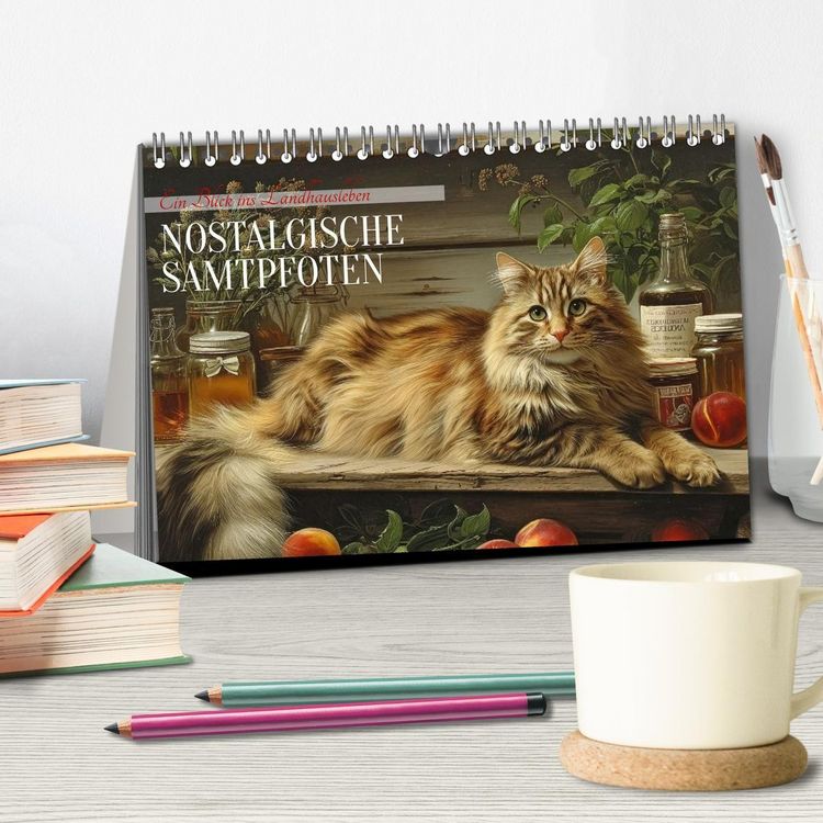 Produktbild: Nostalgische Samtpfoten (Tischkalender 2026 DIN A5 quer), CALVENDO Monatskalender