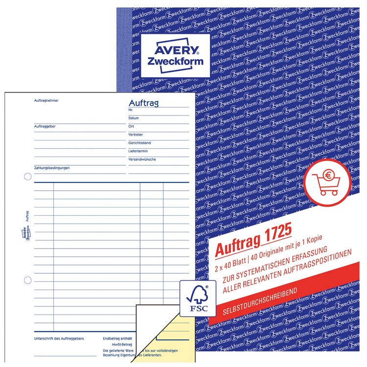 Produktbild: AVERY Zweckform Auftrag selbstdurchschreibend DIN A5 2x40 Blatt