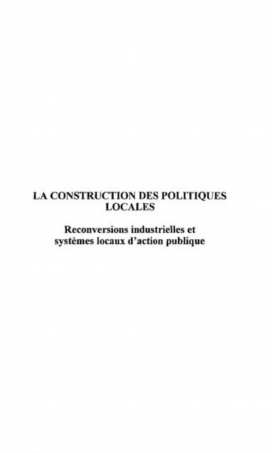 Produktbild: La Construction des Politiques Locales