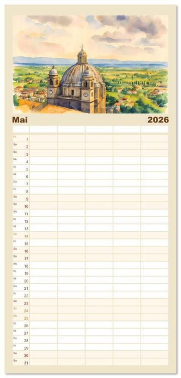 Produktbild: Familienplaner 2026 - Idylle im Latium mit 5 Spalten (Wandkalender, 21 x 45 cm) CALVENDO