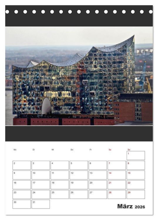 Produktbild: Spitze! Elbphilharmonie Hamburg 2026 (Tischkalender 2026 DIN A5 hoch), CALVENDO Monatskalender