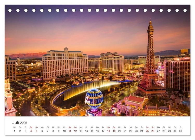 Produktbild: Las Vegas - Die Hauptstadt der Unterhaltung. (Tischkalender 2026 DIN A5 quer), CALVENDO Monatskalender