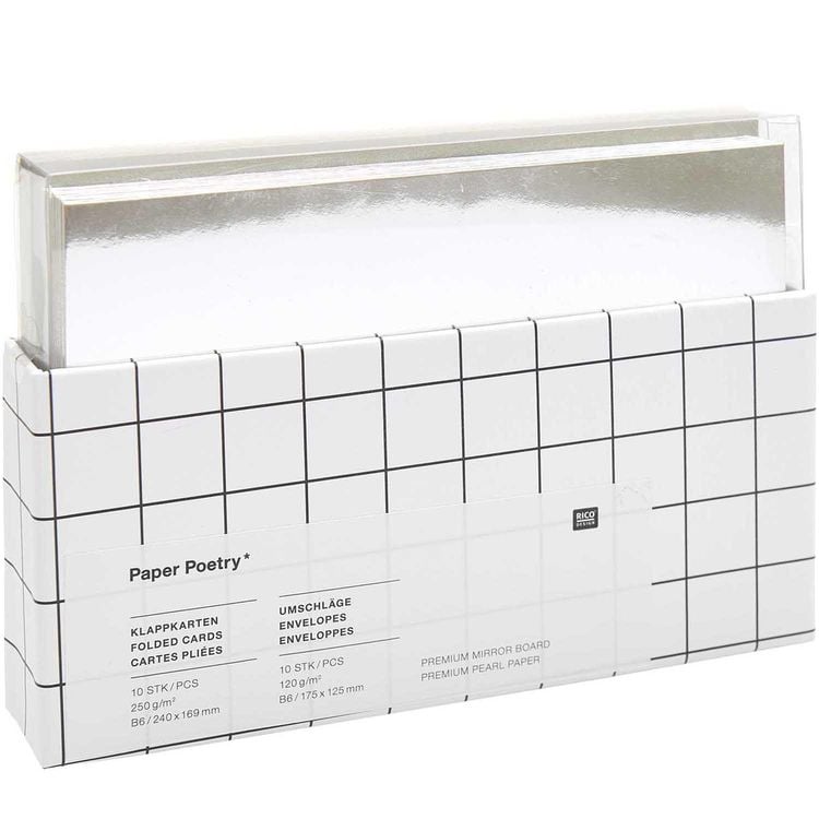 Produktbild: Kartenset Spiegelkarton/Perlmutt silber, B6, 20-tlg.