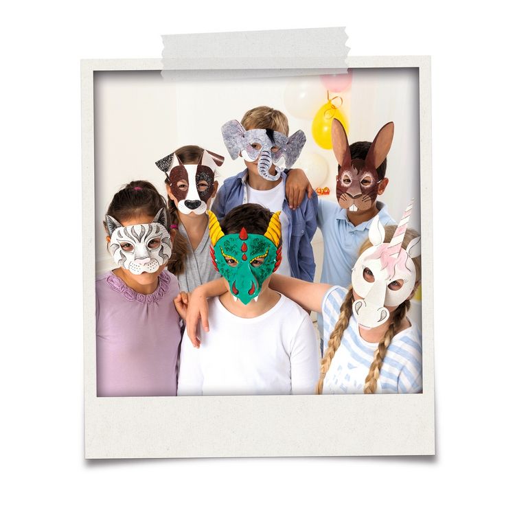 Produktbild: folia Kindermasken Tiere zum Ausmalen aus Pappe 6 St&uuml;ck
