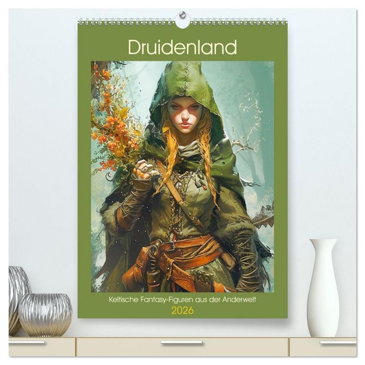Produktbild: Druidenland. Keltische Fantasy-Figuren aus der Anderwelt (hochwertiger Premium Wandkalender 2026 DIN A2 hoch), Kunstdruck in Hochglanz