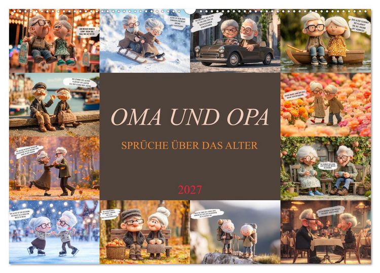 Produktbild: Oma und Opa - Spr&uuml;che &uuml;ber das Alter (Wandkalender 2027 DIN A2 quer), CALVENDO Monatskalender