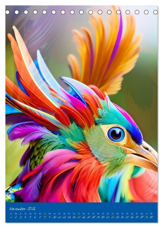 Produktbild: Exotische V&ouml;gel. Zauberhafte Vogelvielfalt mit KI (Tischkalender 2026 DIN A5 hoch), CALVENDO Monatskalender