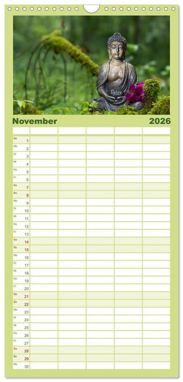 Produktbild: Familienplaner 2026 - SPIRIT OF ZEN Meditation mit 5 Spalten (Wandkalender, 21 x 45 cm) CALVENDO