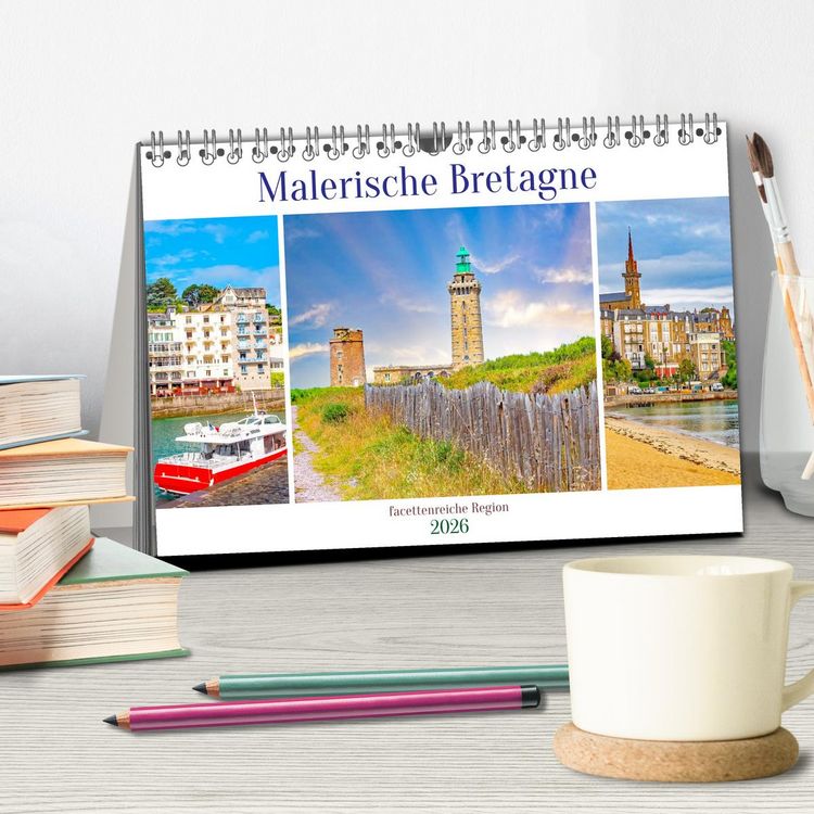 Produktbild: Malerische Bretagne - facettenreiche Region (Tischkalender 2026 DIN A5 quer), CALVENDO Monatskalender