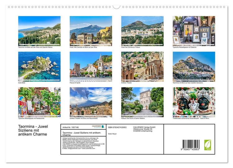Produktbild: Taormina - Juwel Siziliens mit antikem Charme (hochwertiger Premium Wandkalender 2026 DIN A2 quer), Kunstdruck in Hochglanz