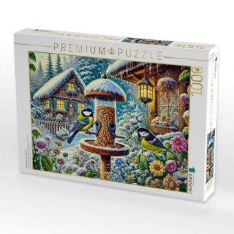 Produktbild: CALVENDO Puzzle Kohlmeisen am Futterhaus | 1000 Teile Lege-Gr&ouml;&szlig;e 64x48cm Foto-Puzzle f&uuml;r gl&uuml;ckliche Stunden