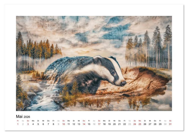 Produktbild: Tierisch wilde Waldbewohner (Wandkalender 2026 DIN A4 quer), CALVENDO Monatskalender