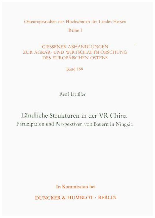 Produktbild: L&auml;ndliche Strukturen in der VR China.