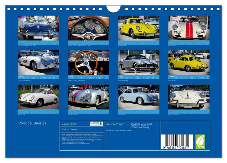 Produktbild: Porsche Classics (Wandkalender 2026 DIN A4 quer), CALVENDO Monatskalender