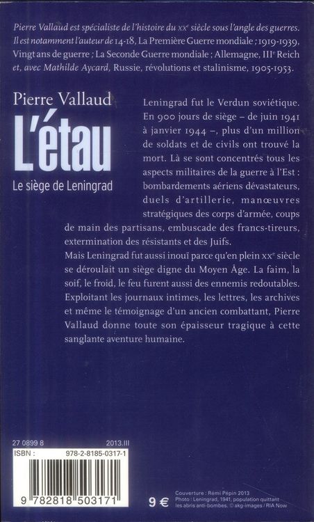 Produktbild: L'&eacute;tau : le si&egrave;ge de Leningrad, juin 1941-janvier 1944