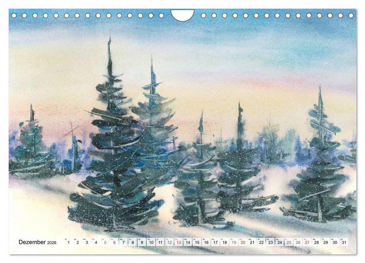 Produktbild: B&auml;ume in Aquarell (Wandkalender 2026 DIN A4 quer), CALVENDO Monatskalender