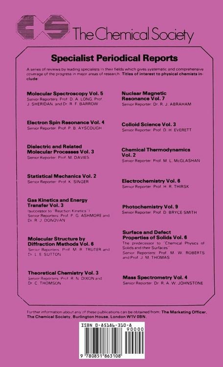 Produktbild: Chemical Physics of Solids and Their Surfaces