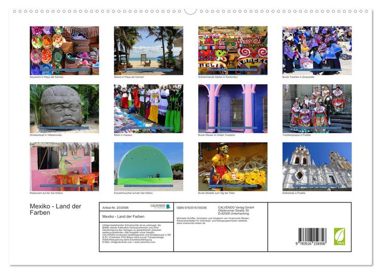 Produktbild: Mexiko - Land der Farben (hochwertiger Premium Wandkalender 2026 DIN A2 quer), Kunstdruck in Hochglanz
