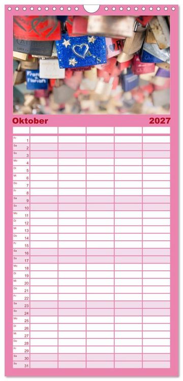 Produktbild: Familienplaner 2027 - Liebesschl&ouml;sser, Ich liebe Dich mit 5 Spalten (Wandkalender, 21 x 45 cm) CALVENDO