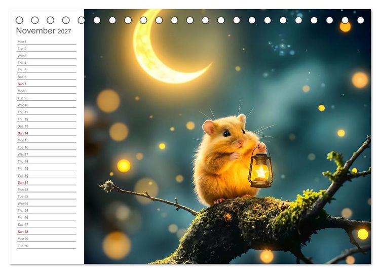 Produktbild: Hamster's Bedtime Calendar - Twelve magical dream worlds (Desk Calendar 2027 DIN A5 landscape), CALVENDO 12 Month DeskCalendar