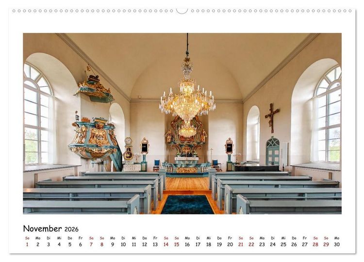 Produktbild: Schwedische Kirchen auf dem St.Olavsweg (hochwertiger Premium Wandkalender 2026 DIN A2 quer), Kunstdruck in Hochglanz