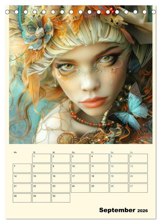 Produktbild: Surreale Frauenportraits im venezianischen Stil - Planer (Tischkalender 2026 DIN A5 hoch), CALVENDO Monatskalender