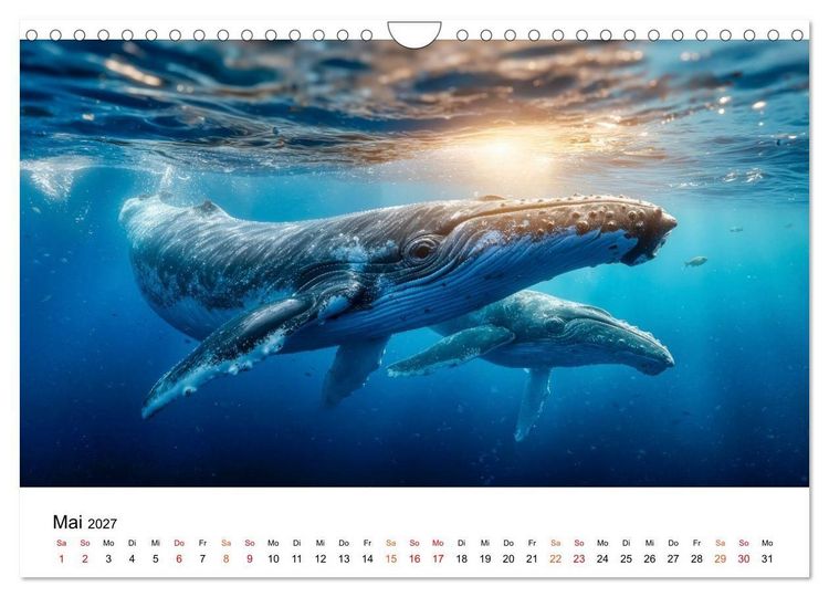 Produktbild: Wale - ein Jahr voller Meer (Wandkalender 2027 DIN A4 quer), CALVENDO Monatskalender