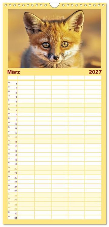 Produktbild: Familienplaner 2027 - Babys der Wildnis mit 5 Spalten (Wandkalender, 21 x 45 cm) CALVENDO